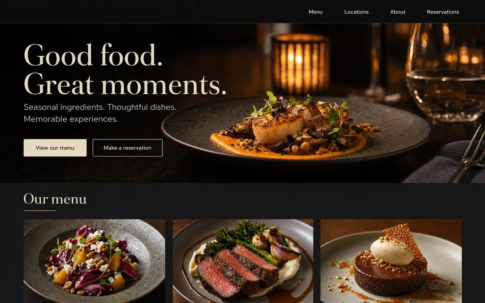 Restaurant Digital Experience interface capability concept